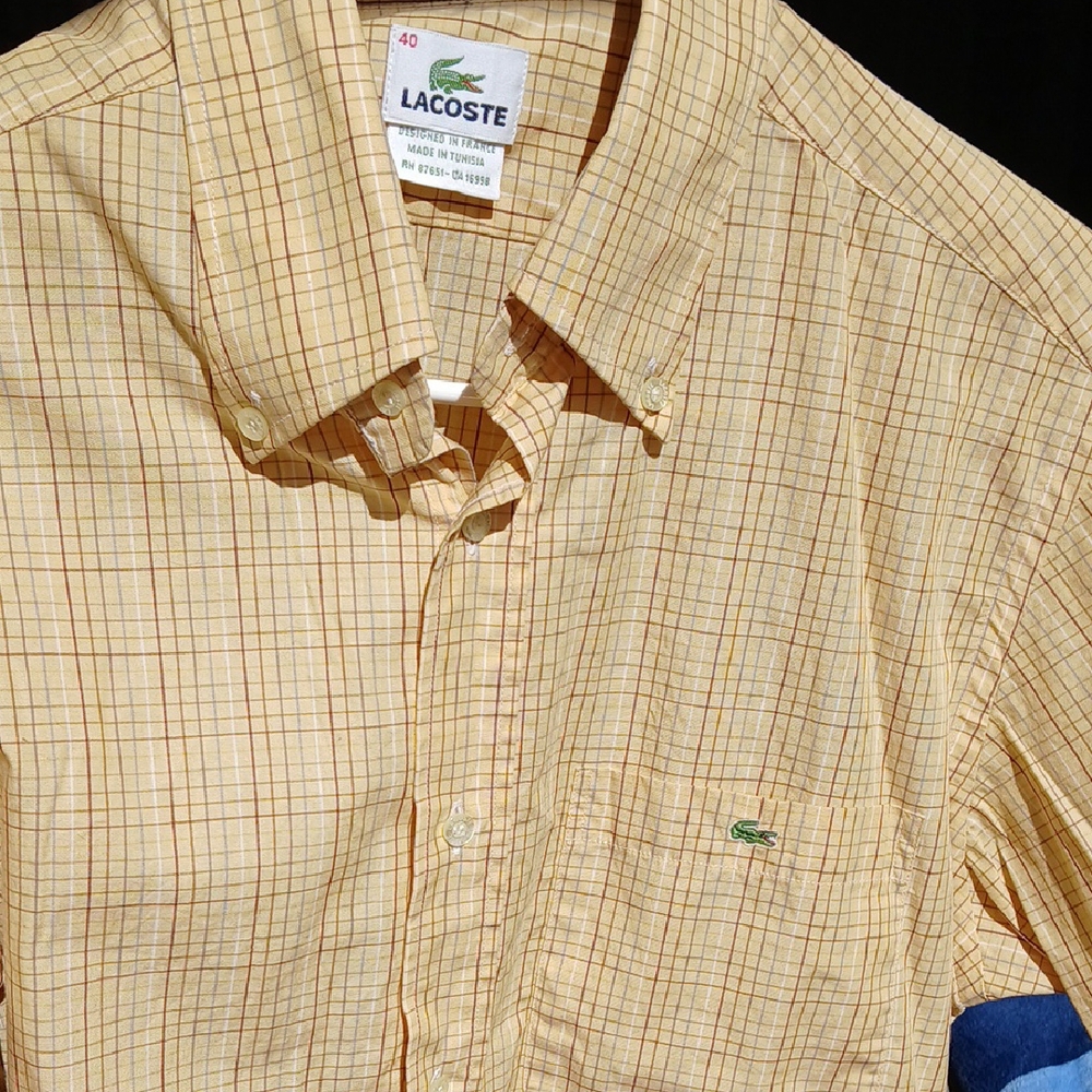 Lacoste Men's Yellow Checkered Shirt